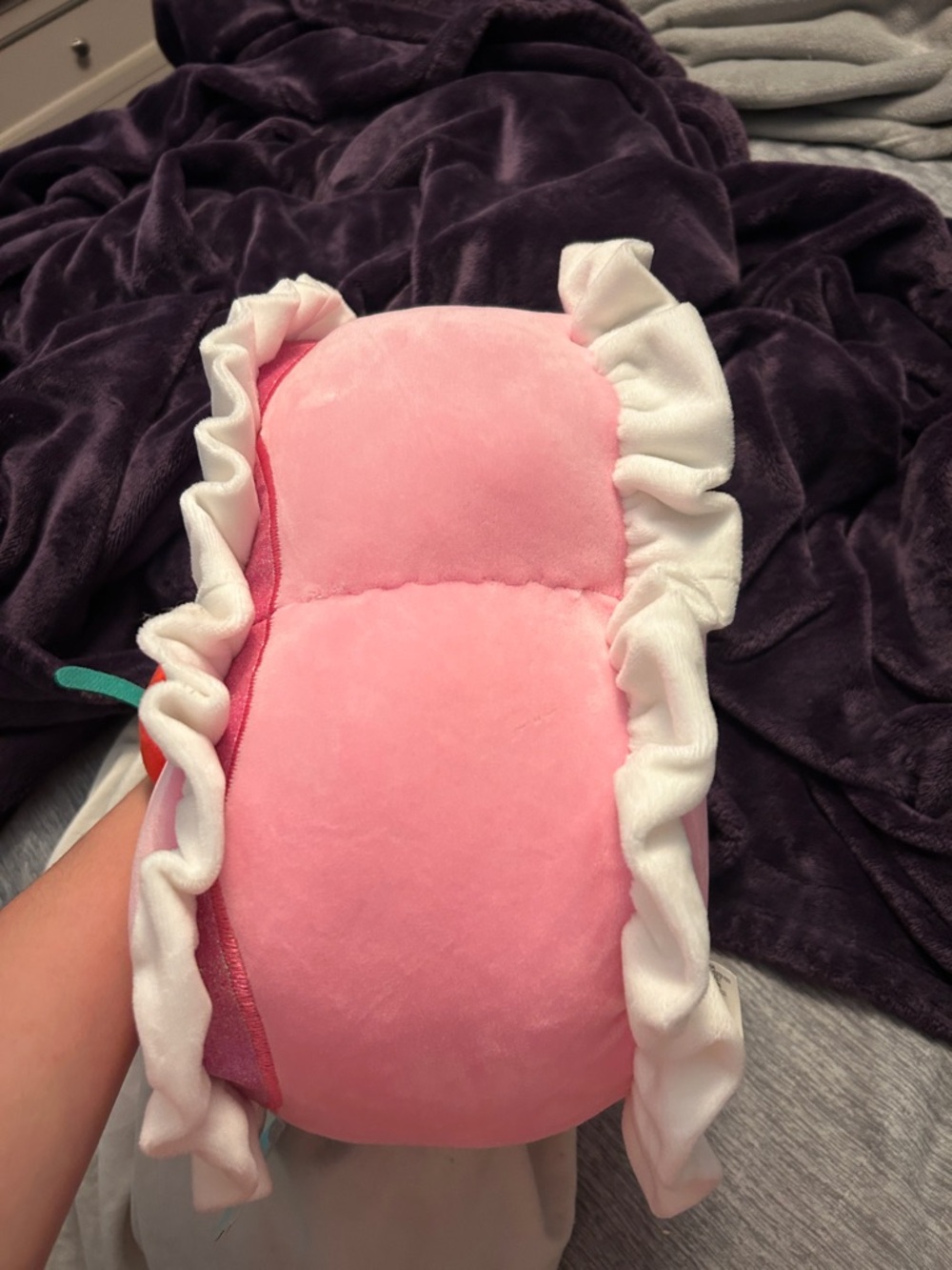 Cake Pink Plush Strawberry Cake with White Ruffle - Picture 3 of 5